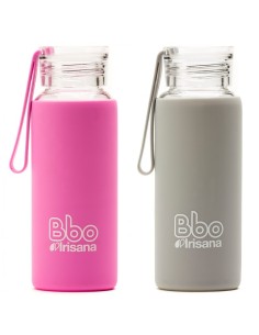 BOTELLA DE VIDRIO DE BOROSILICATO CON FUNDA DE SILICONA ROSA 2
