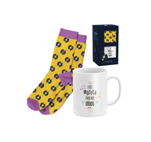 Taza con Calcetines "Eres música para mis oídos"