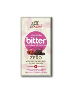 CHOCOLATE BITTER ZERO AZÚCAR CON AVELLANAS Y STEVIA - SOLÉ