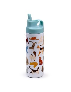 Botella térmica con pajita abatible modelo Gatos