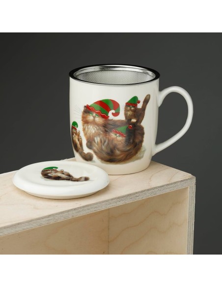 Taza filtro Gato Elfo porcelana