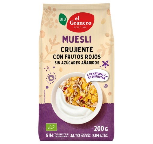 Muesli crujiente con frutos rojos - sin azúcares - Granero