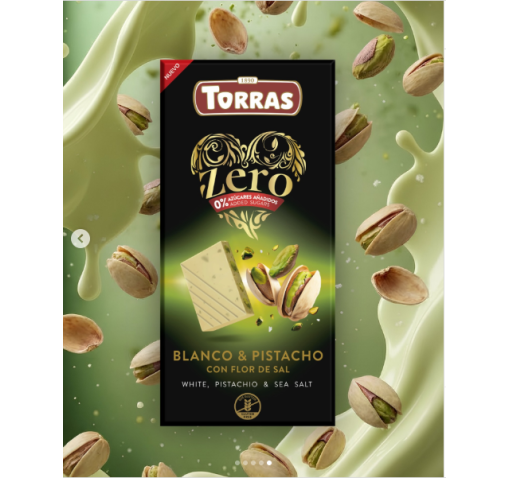 Chocolate blanco&pistacho Zero Torras