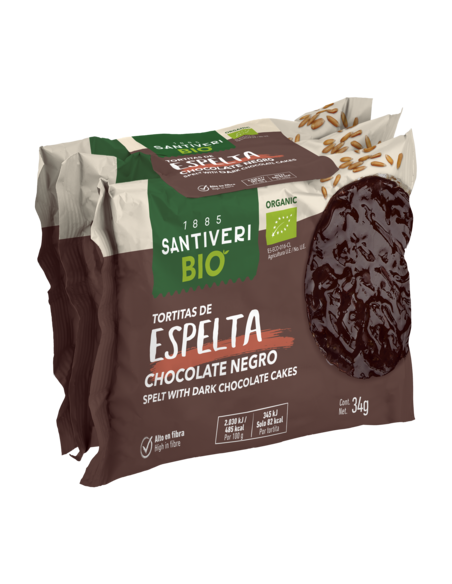 Tortitas de Espelta bañadas con chocolate negro Bio - Santiveri