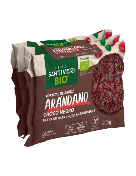 Tortitas de arroz con chocolate negro y arándanos Bio - Santiveri