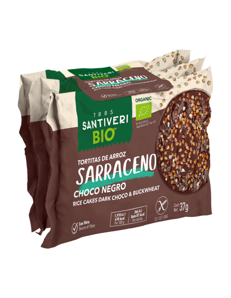 Tortitas de arroz con chocolate negro y trigo sarraceno bio- Santiveri