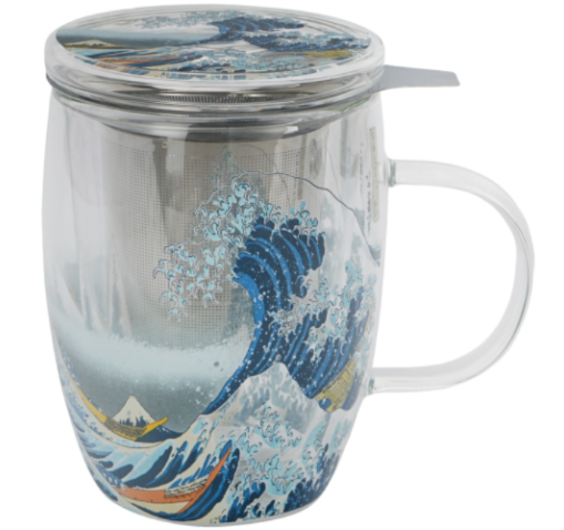 Taza Mug cristal Mar con filtro acero inox.