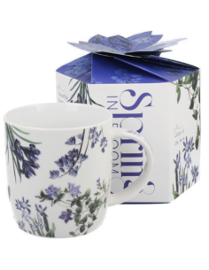 Taza Blue Flowers porcelana em caja regalo