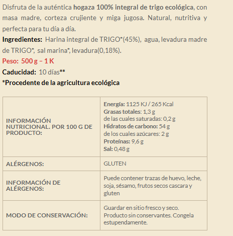 hogaza trigo integral biogredos