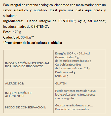 pan integral centeno biogredos