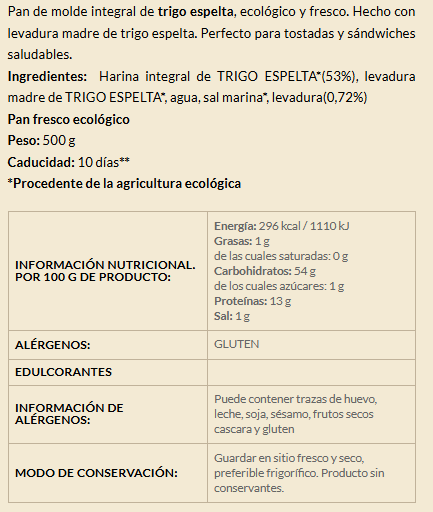 pan molde espelta integral biogredos